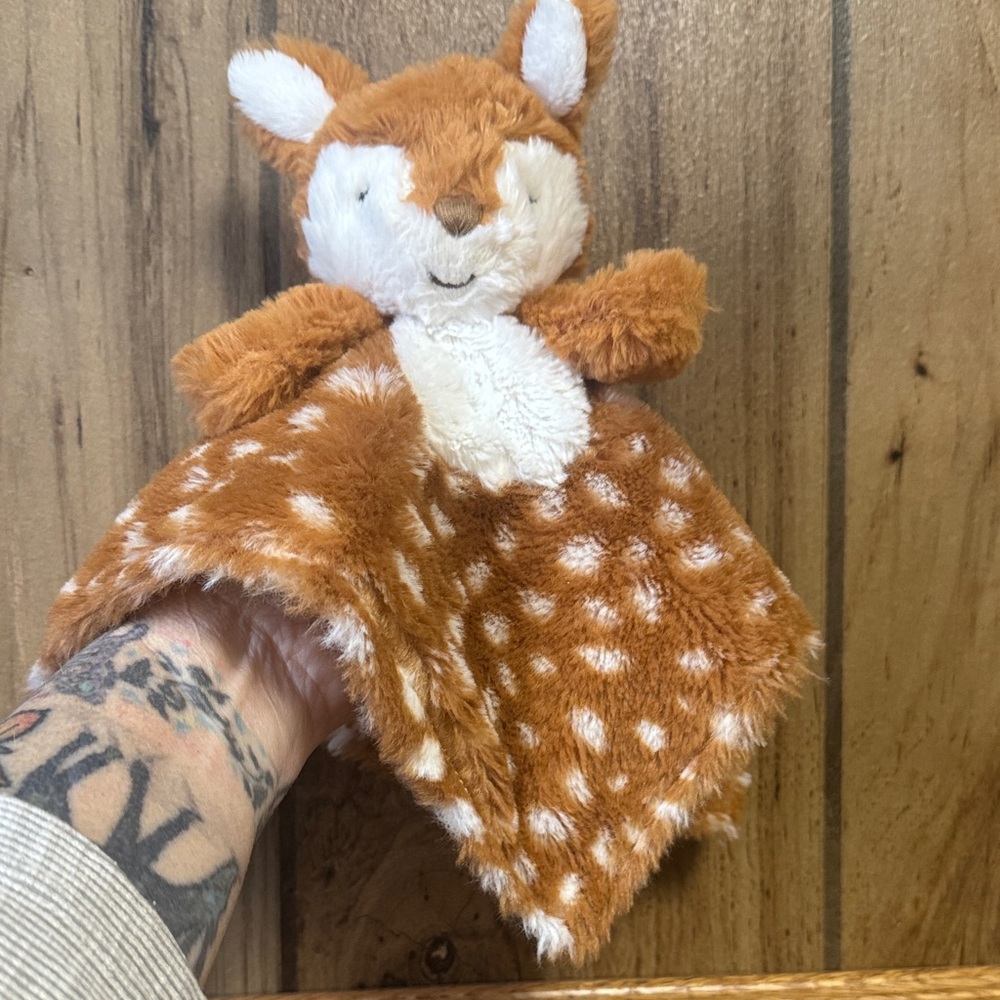 Adorable Brown and White Plush Deer Lovey